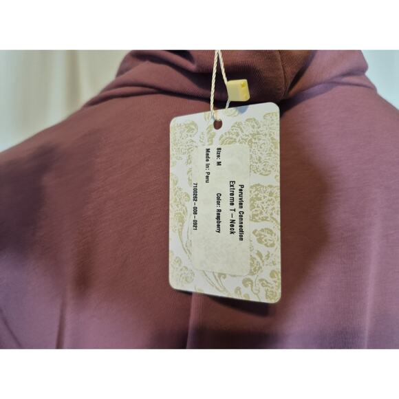 New W/Tag Peruvian Connection *IN RASPBERRY* T-Neck Top Pima Cotton Medium - Picture 7 of 8